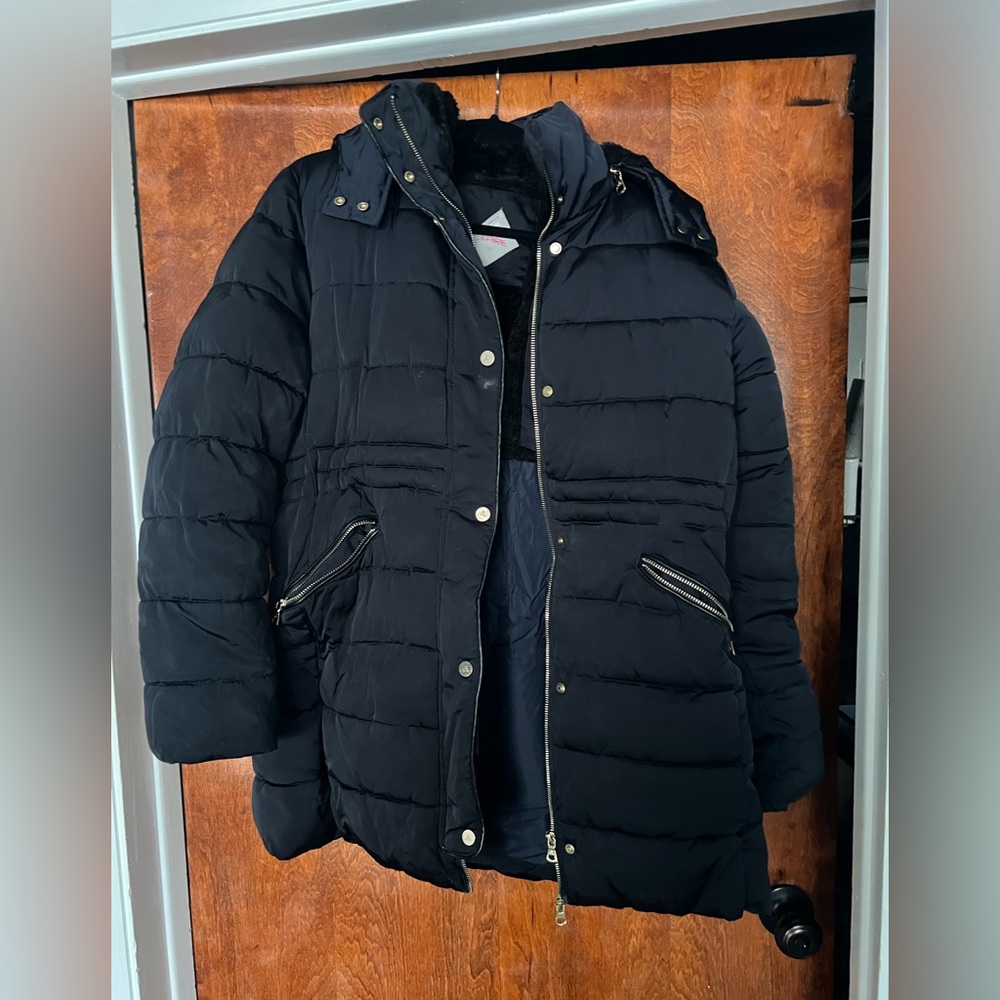 Aspire Womens Dark Navy Puffer Jacket with Hood size M